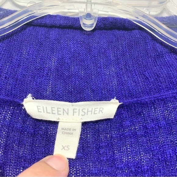 Eileen Fisher Linen Cotton Blend Blue Lightweight Knit Cardigan Sweater sz XS - Picture 3 of 10